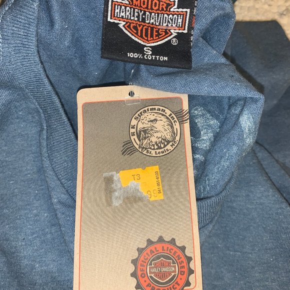 NWT DENIM BLUE HARLEY DAVIDSON LONG SLEEVED TEE - Picture 4 of 5
